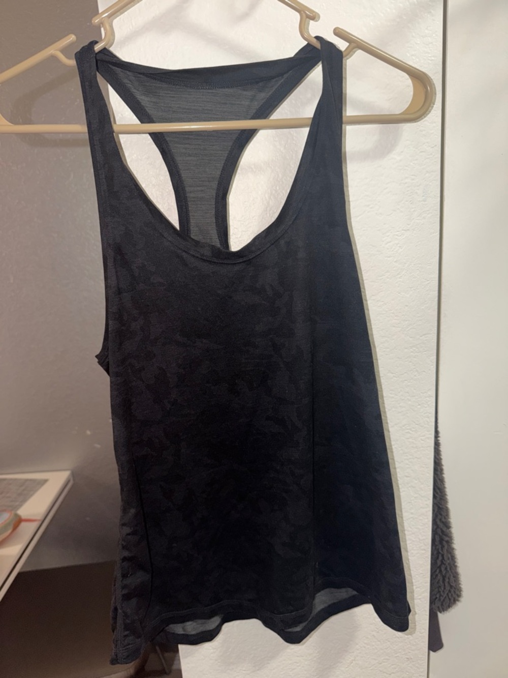 Vuori Black Racerback Tank Top - Subtle Jacquard Detail